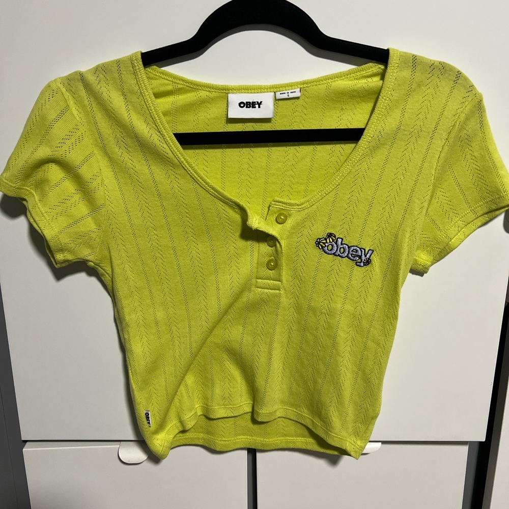 Obey Bright Yellow Knit Top